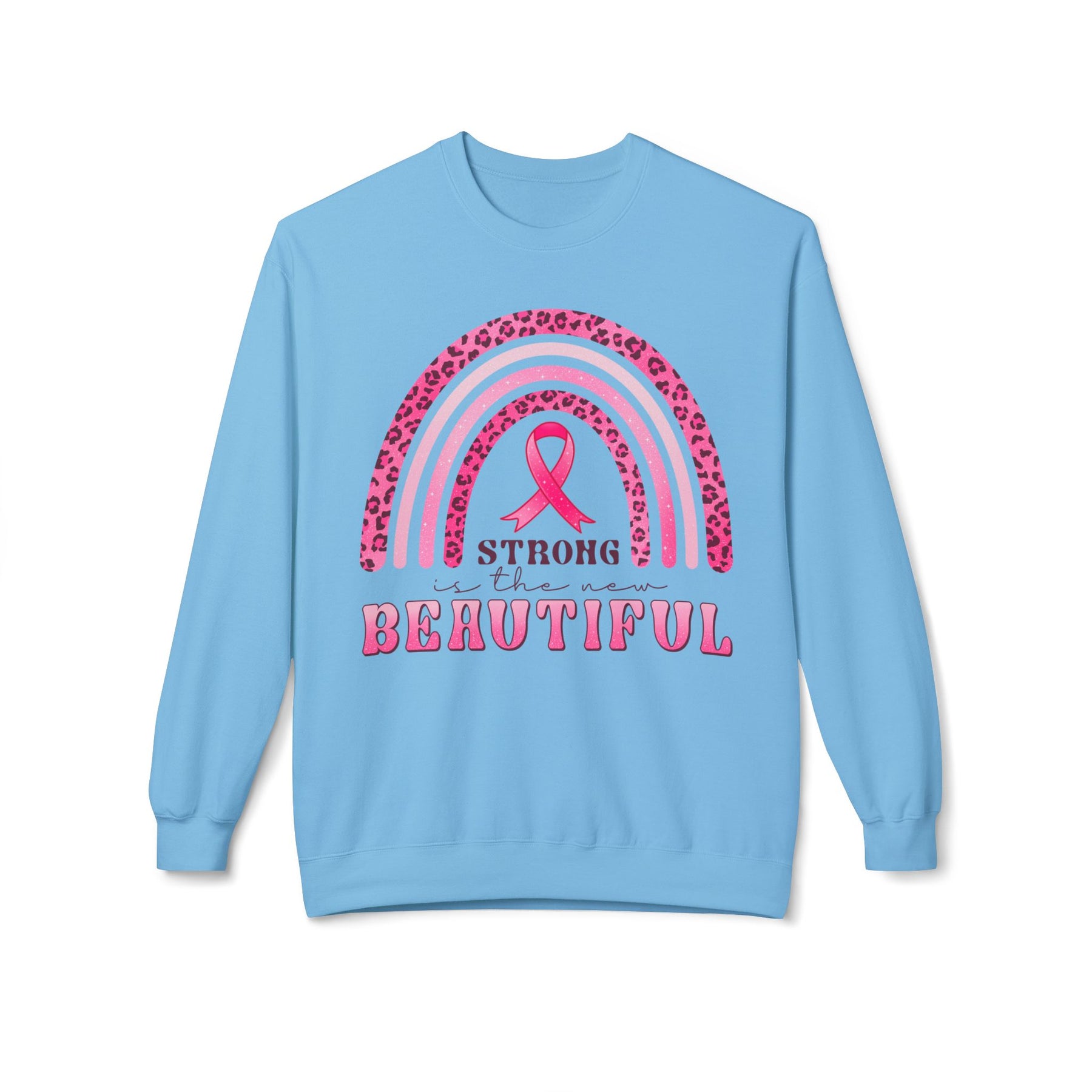 "Strong is the New Beautiful" Breast Cancer Awareness - Unisex Midweight Softstyle Fleece Crewneck Sweatshirt