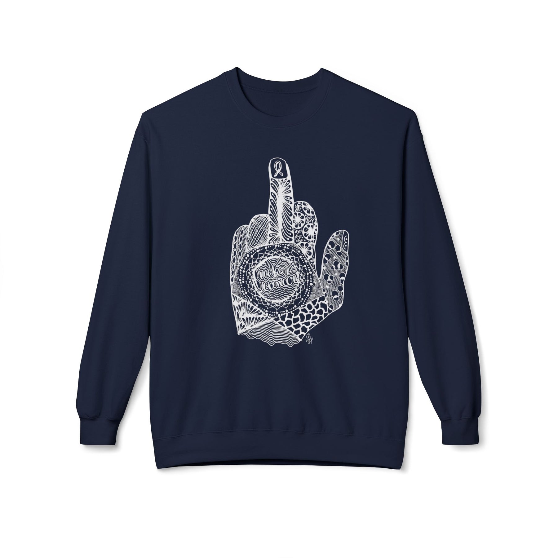 Middle Finger to Cancer - Unisex Midweight Softstyle Fleece Crewneck Sweatshirt