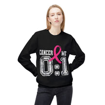 "Cancer: 0 🎗 Me: 1" Breast Cancer Awareness - Unisex Midweight Softstyle Fleece Crewneck Sweatshirt