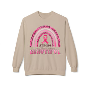 "Strong is the New Beautiful" Breast Cancer Awareness - Unisex Midweight Softstyle Fleece Crewneck Sweatshirt