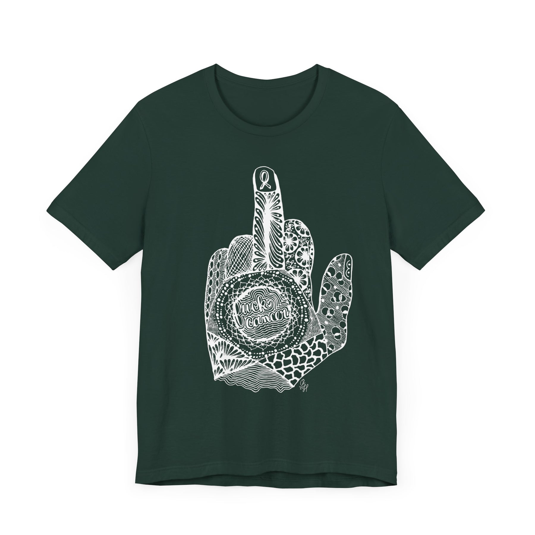 Middle Finger to Cancer - Green Color Options - Unisex Jersey Short Sleeve Tee