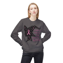 "Cancer Chose the Wrong Witch" Breast Cancer Awareness - Unisex Midweight Softstyle Fleece Crewneck Sweatshirt