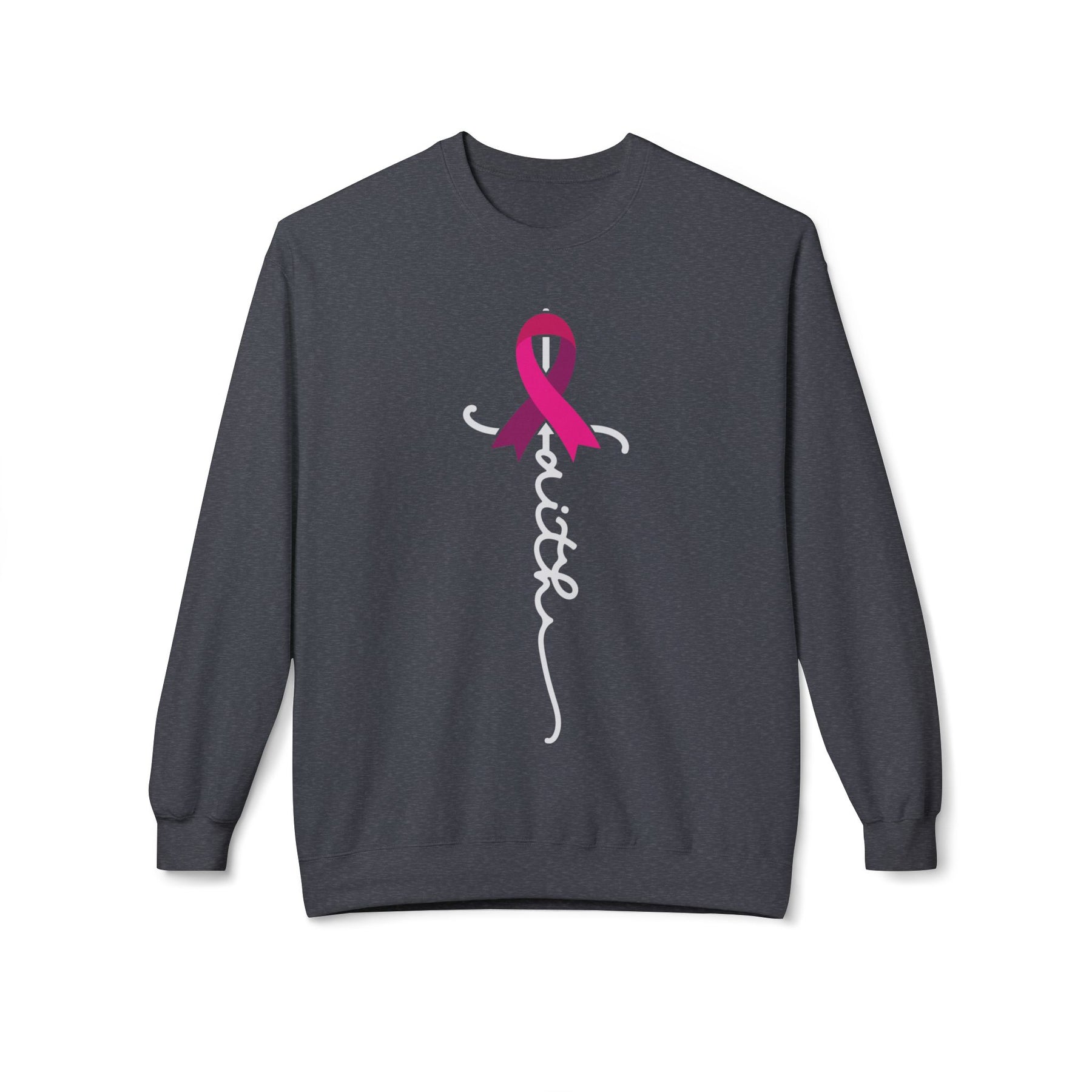 "Faith" Breast Cancer Awareness - Unisex Midweight Softstyle Fleece Crewneck Sweatshirt