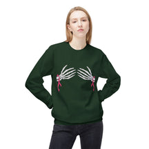 Skeleton Hands with Pink Ribbons - Unisex Midweight Softstyle Fleece Crewneck Sweatshirt