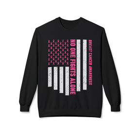 "Breast Cancer Awareness No One Fights Alone" - Unisex Midweight Softstyle Fleece Crewneck Sweatshirt