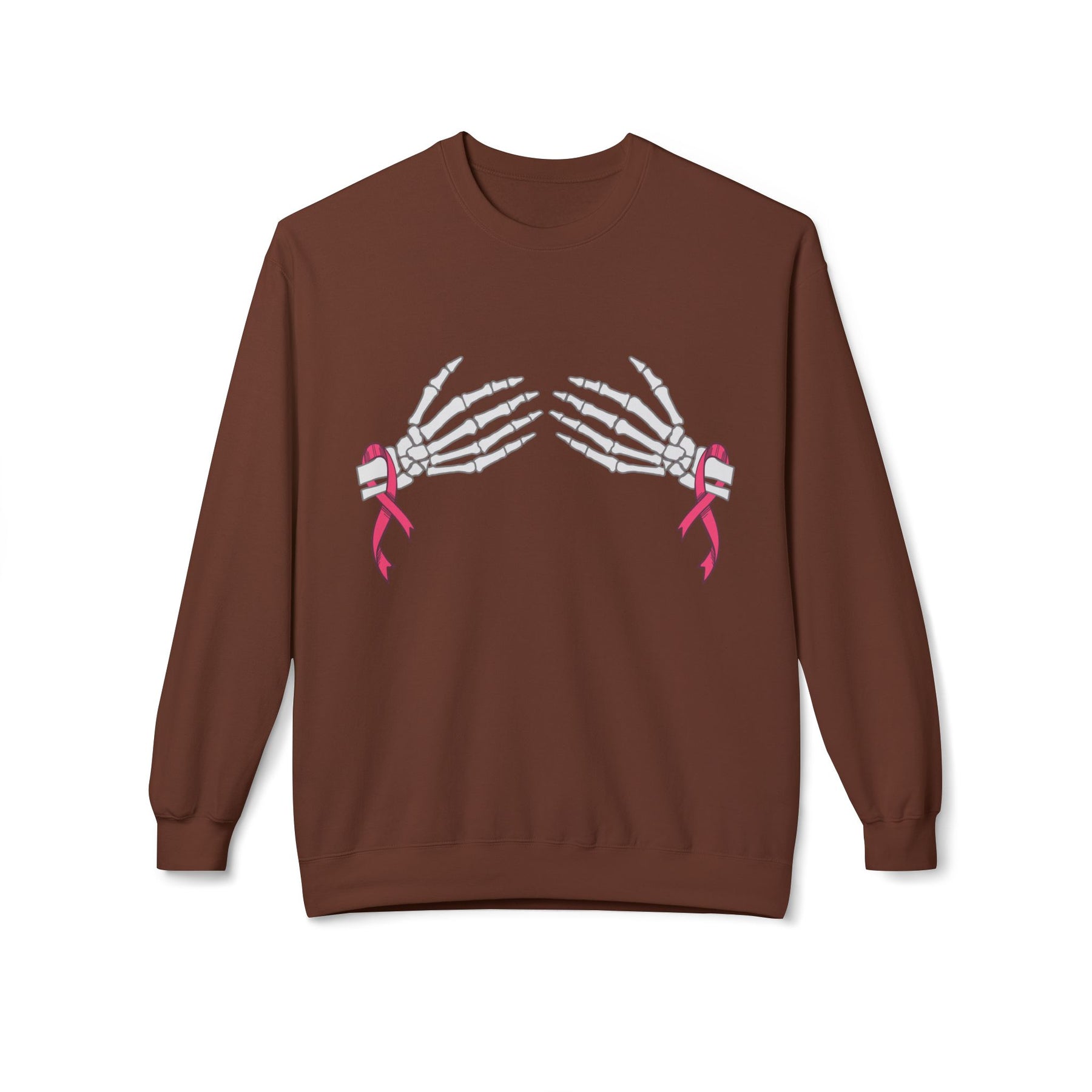 Skeleton Hands with Pink Ribbons - Unisex Midweight Softstyle Fleece Crewneck Sweatshirt