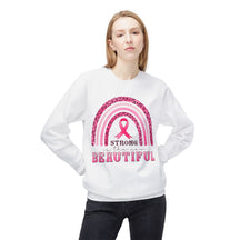 "Strong is the New Beautiful" Breast Cancer Awareness - Unisex Midweight Softstyle Fleece Crewneck Sweatshirt