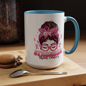 "Stronger Than Cancer" Accent Coffee Mug (11, 15oz)