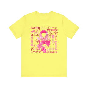 "Fight" Ribbon and Glove Breast Cancer Awareness - Unisex Jersey Short Sleeve Tee