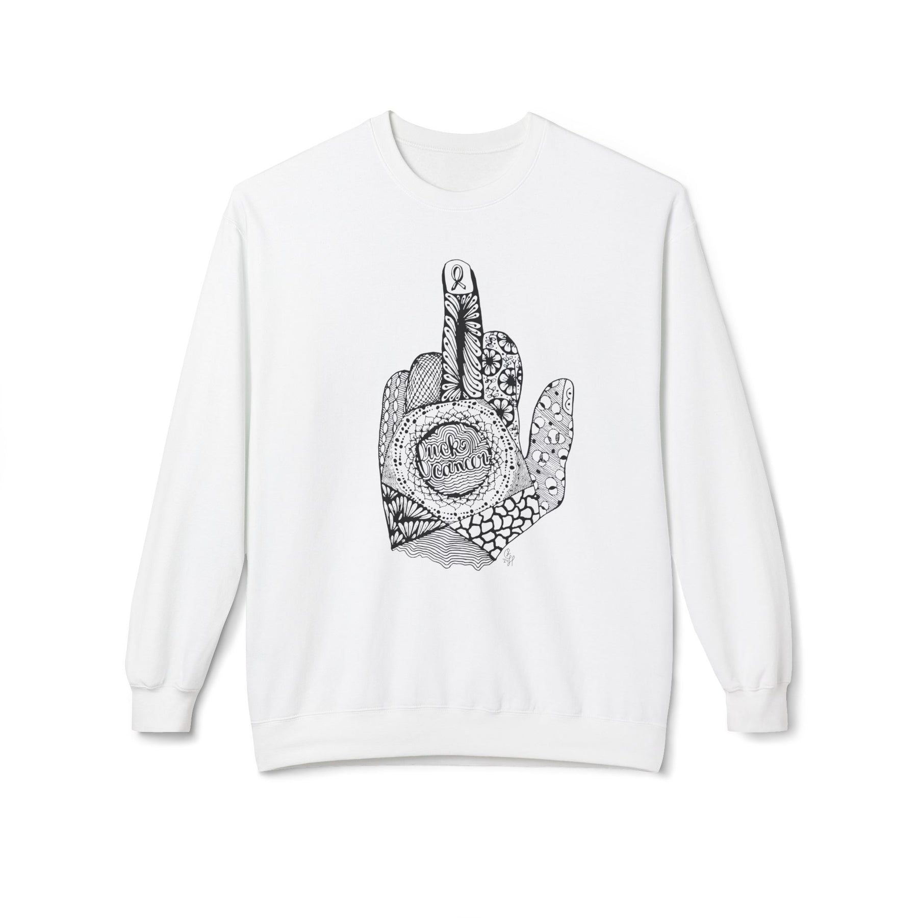 Middle Finger to Cancer - Unisex Midweight Softstyle Fleece Crewneck Sweatshirt