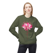 "Hope" Flower Breast Cancer Awareness - Unisex Midweight Softstyle Fleece Crewneck Sweatshirt