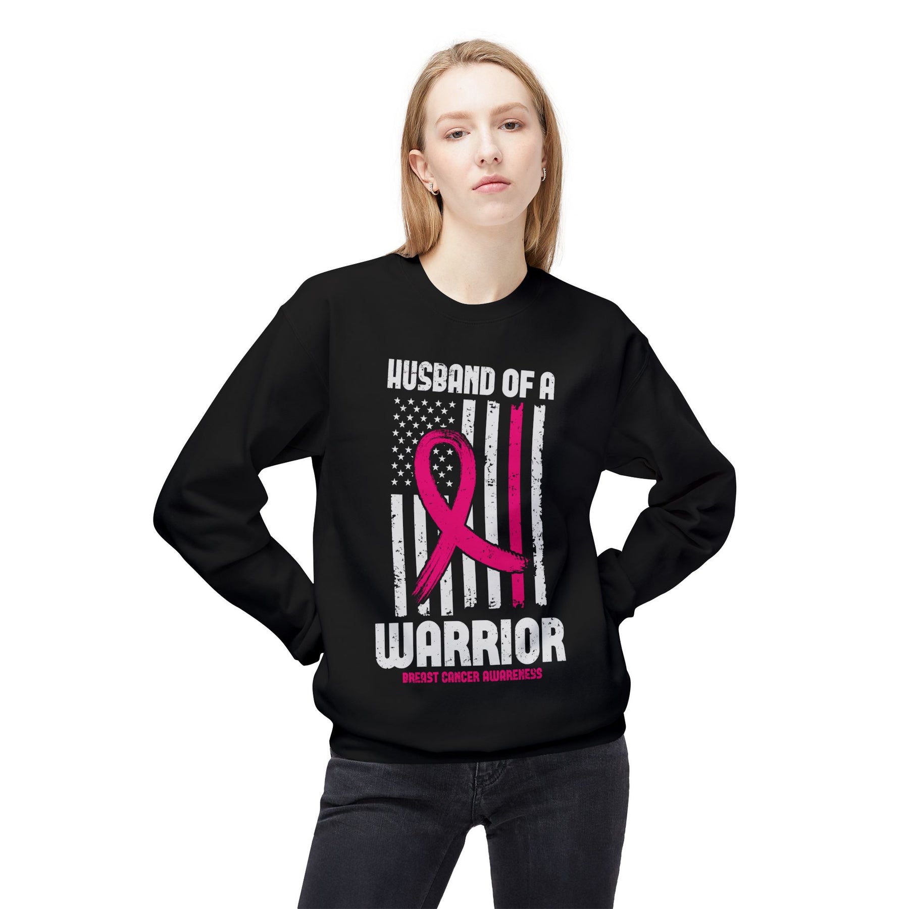 "Husband of a Warrior" - Unisex Midweight Softstyle Fleece Crewneck Sweatshirt