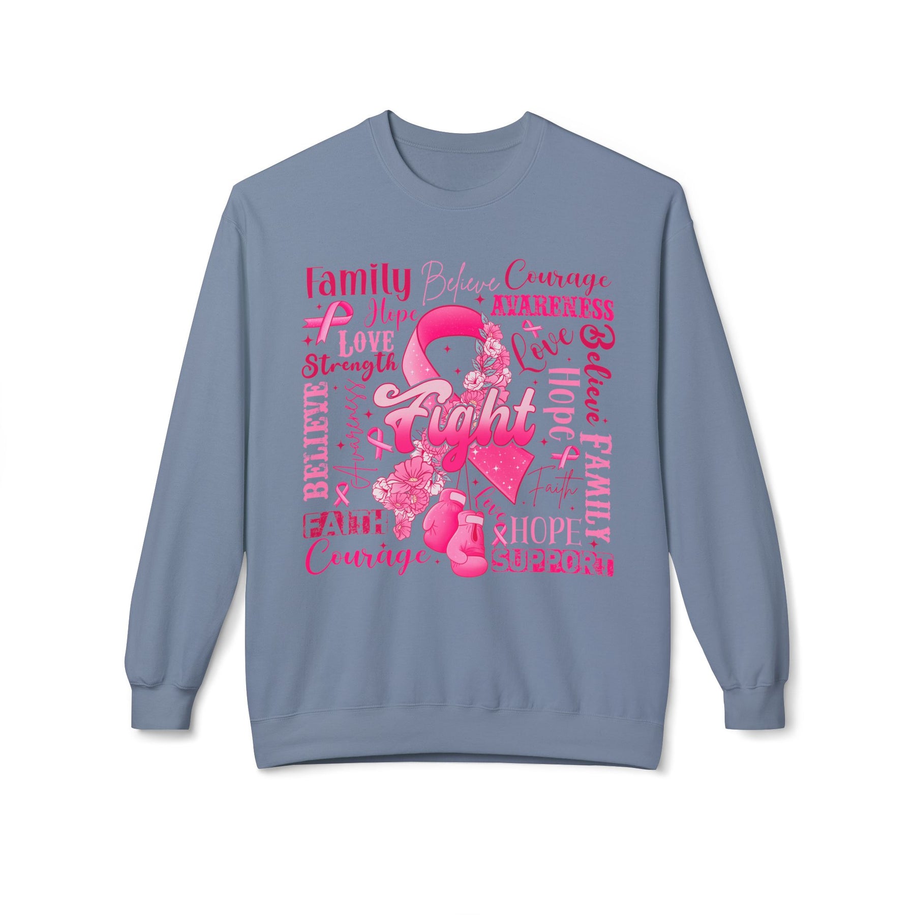 "Fight" Breast Cancer Awareness - Unisex Midweight Softstyle Fleece Crewneck Sweatshirt