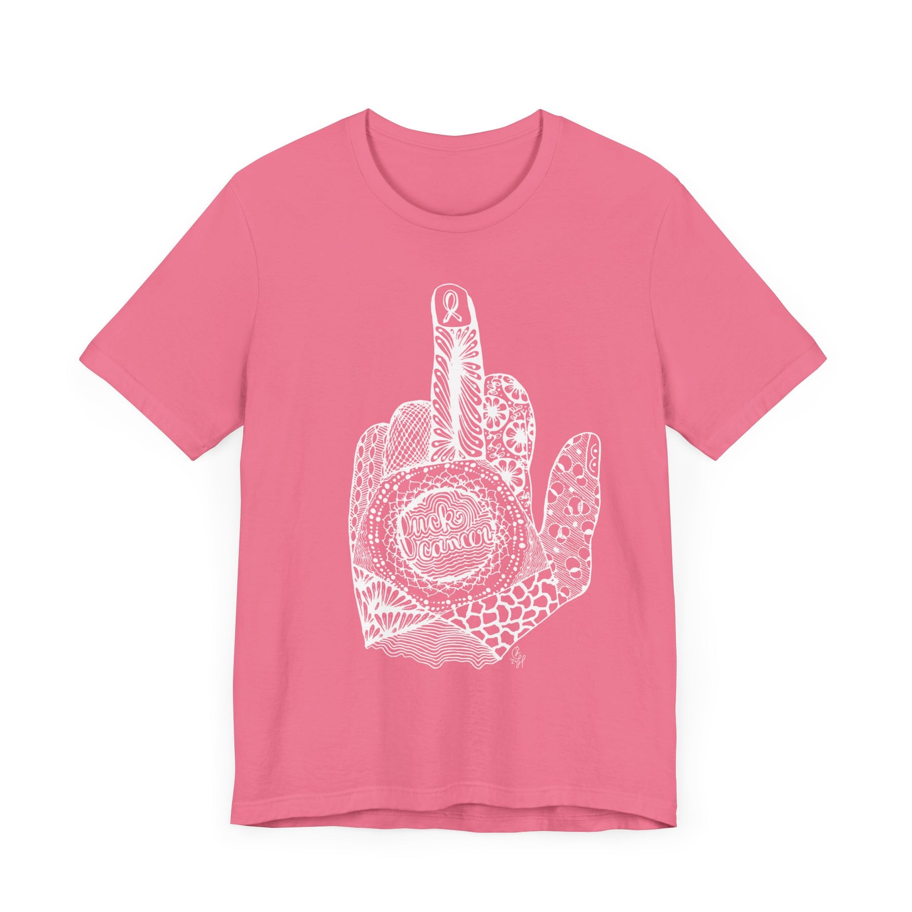 Middle Finger to Cancer - Pink Color Options - Unisex Jersey Short Sleeve Tee