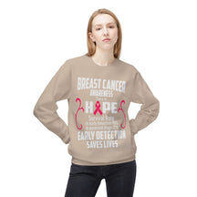 "Breast Cancer Awareness Early Detection Saves Lives" - Unisex Midweight Softstyle Fleece Crewneck Sweatshirt