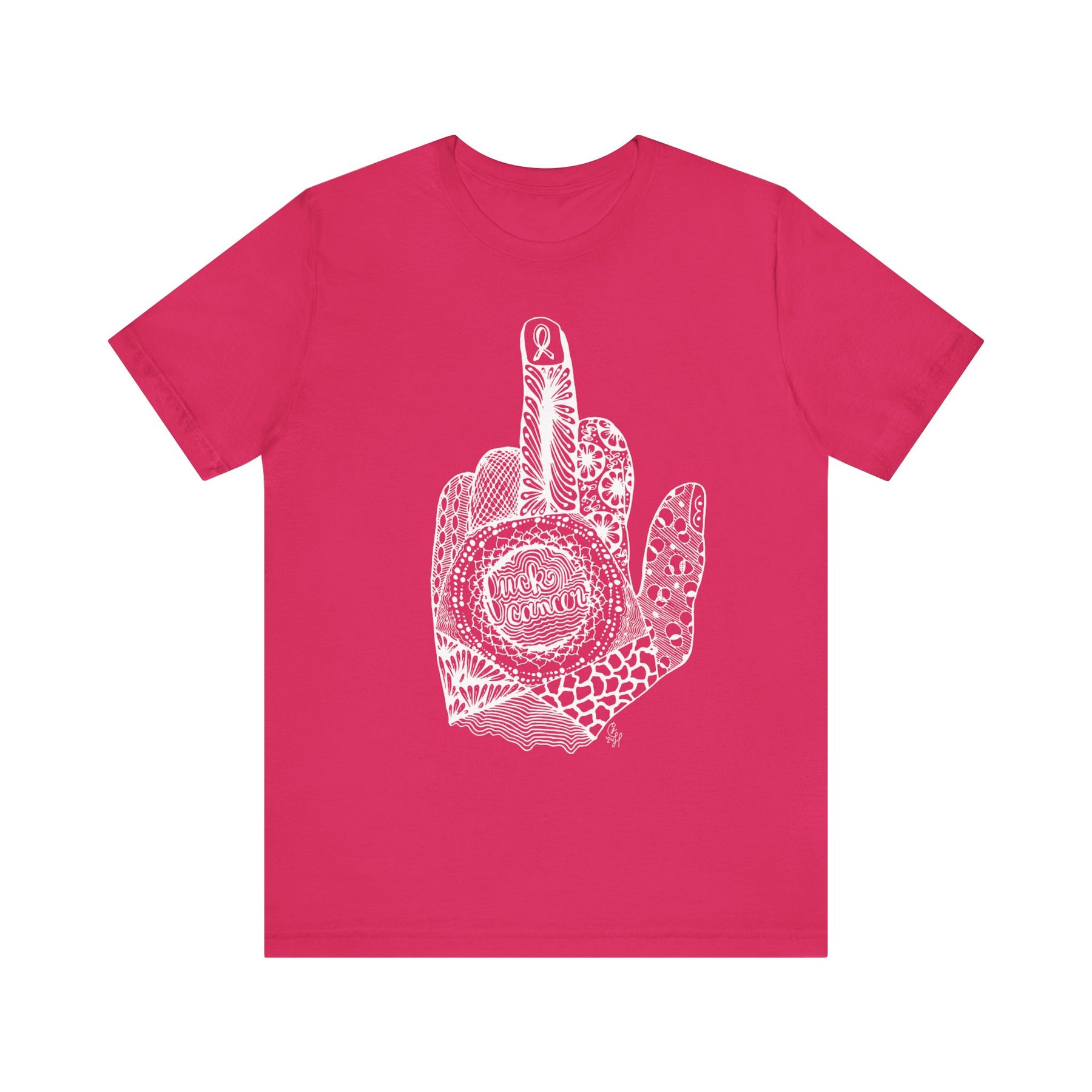 Middle Finger to Cancer - Pink Color Options - Unisex Jersey Short Sleeve Tee