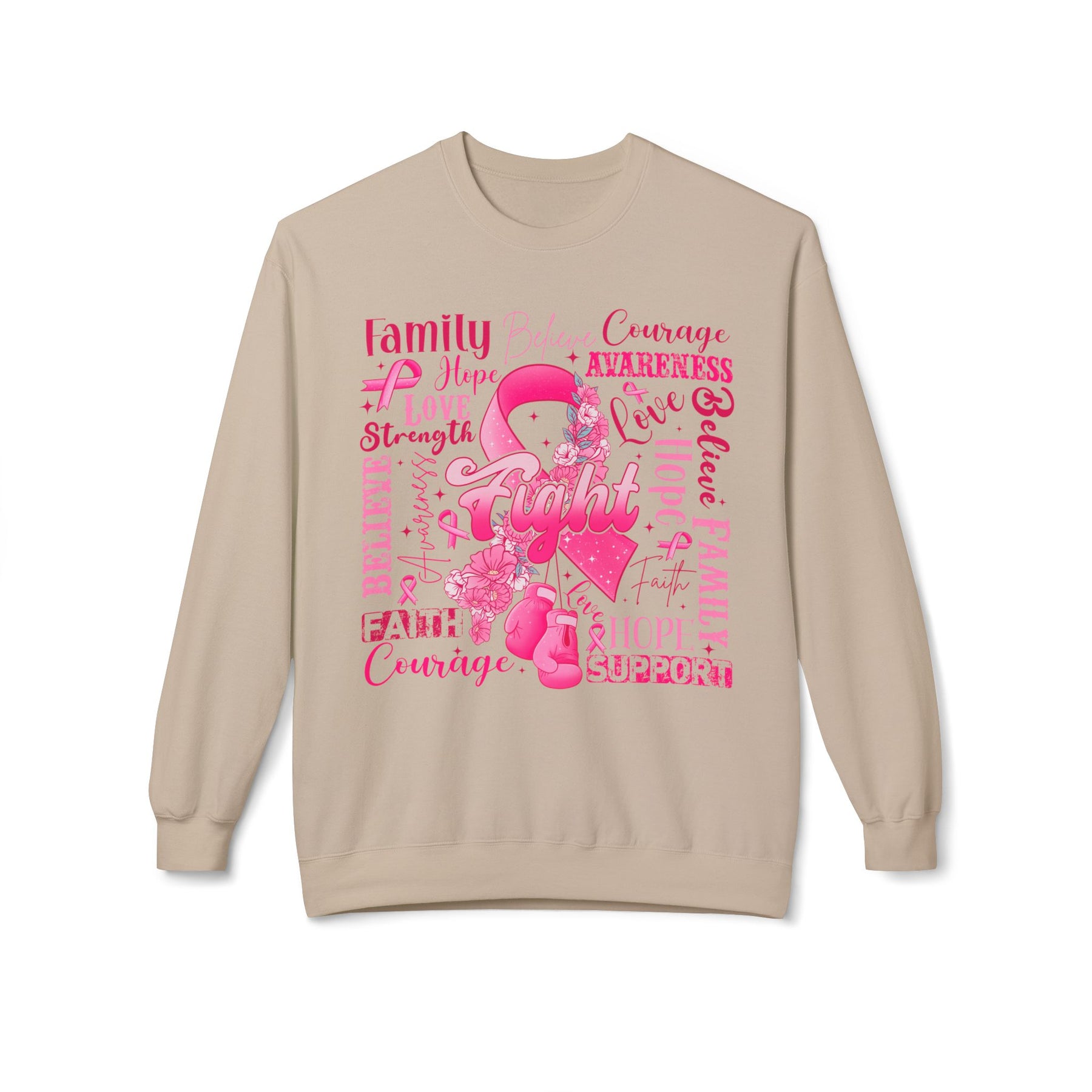 "Fight" Breast Cancer Awareness - Unisex Midweight Softstyle Fleece Crewneck Sweatshirt