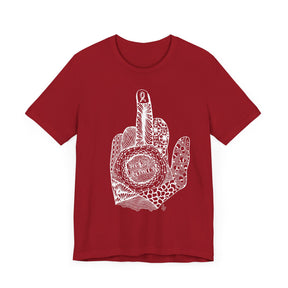 Middle Finger to Cancer - Neutral & Red Color Options - Unisex Jersey Short Sleeve Tee