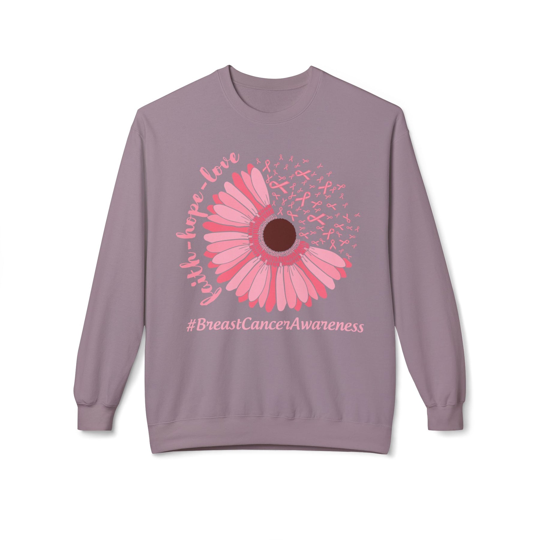 "Faith Hope Love Breast Cancer Awareness" - Unisex Midweight Softstyle Fleece Crewneck Sweatshirt