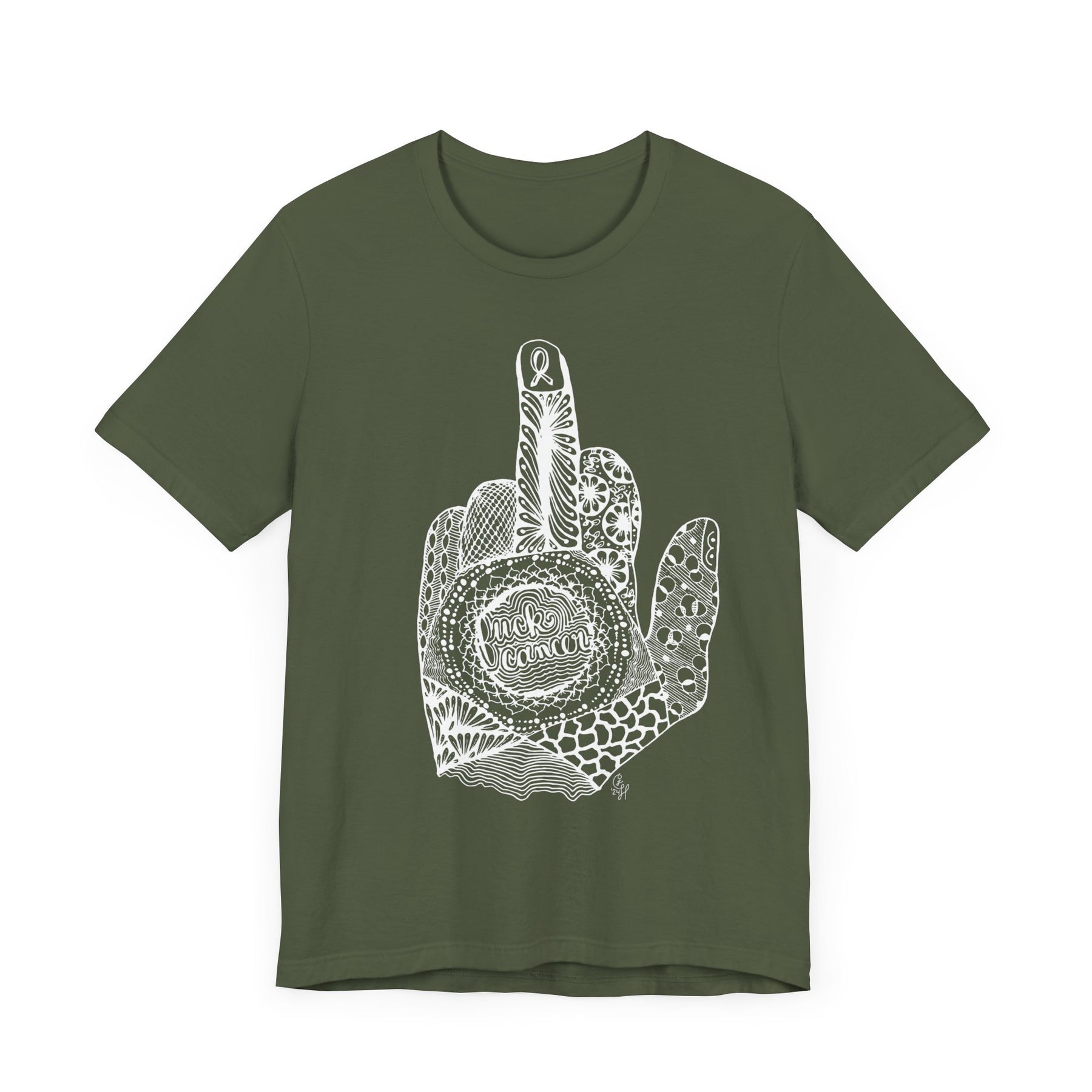 Middle Finger to Cancer - Green Color Options - Unisex Jersey Short Sleeve Tee