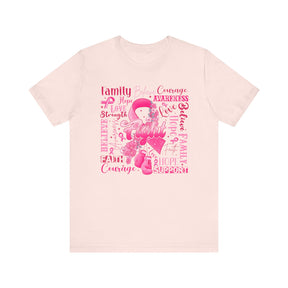 "Fight" Ribbon and Glove Breast Cancer Awareness - Unisex Jersey Short Sleeve Tee