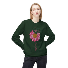 "Faith" Flower and Breast Cancer Ribbons - Unisex Midweight Softstyle Fleece Crewneck Sweatshirt