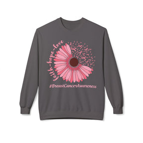 "Faith Hope Love Breast Cancer Awareness" - Unisex Midweight Softstyle Fleece Crewneck Sweatshirt