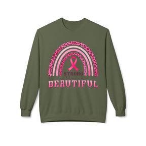 "Strong is the New Beautiful" Breast Cancer Awareness - Unisex Midweight Softstyle Fleece Crewneck Sweatshirt