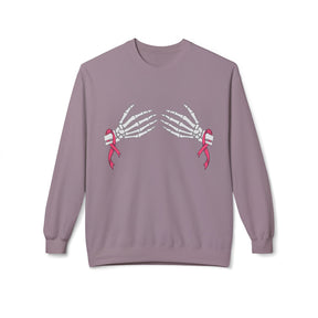 Skeleton Hands with Pink Ribbons - Unisex Midweight Softstyle Fleece Crewneck Sweatshirt