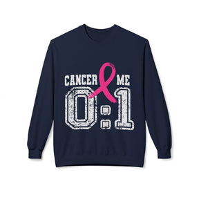 "Cancer: 0 🎗 Me: 1" Breast Cancer Awareness - Unisex Midweight Softstyle Fleece Crewneck Sweatshirt