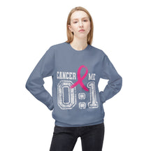 "Cancer: 0 🎗 Me: 1" Breast Cancer Awareness - Unisex Midweight Softstyle Fleece Crewneck Sweatshirt