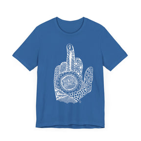 Middle Finger to Cancer - Blue Color Options Unisex Jersey Short Sleeve Tee