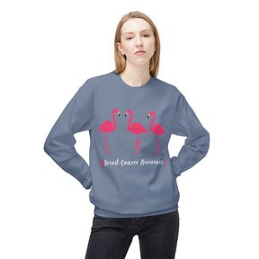 "Faith Hope Love Breast Cancer Awareness" with flamingos - Unisex Midweight Softstyle Fleece Crewneck Sweatshirt