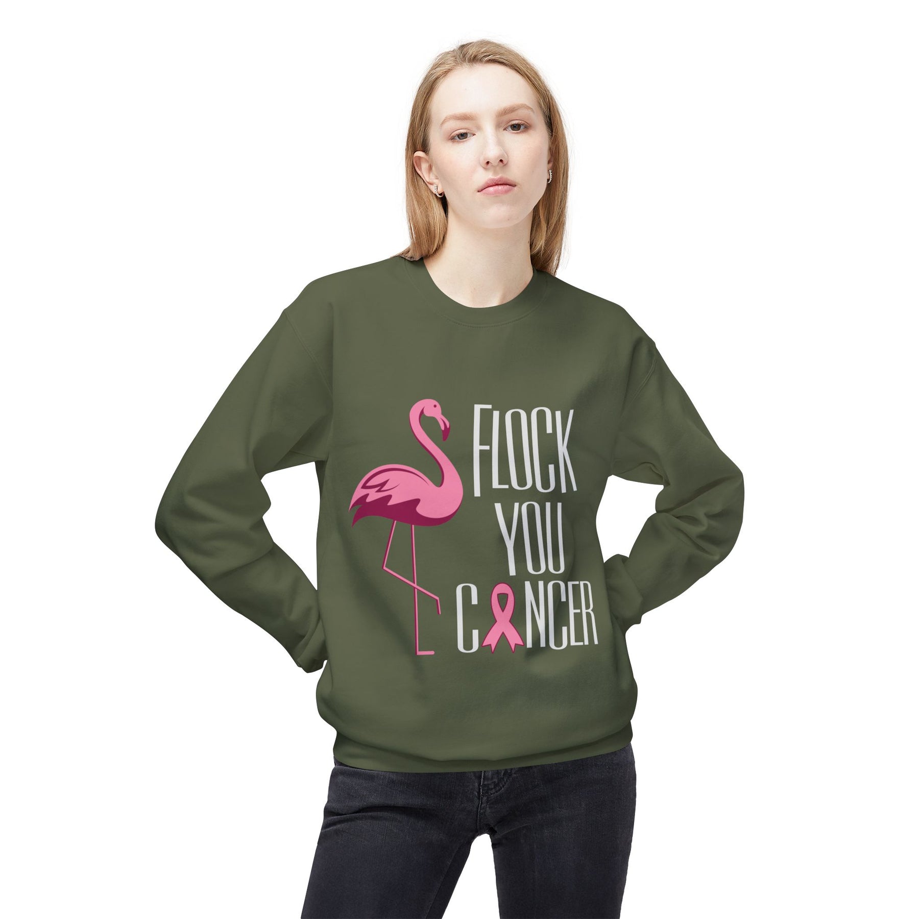 "Flock You Cancer" - Unisex Midweight Softstyle Fleece Crewneck Sweatshirt