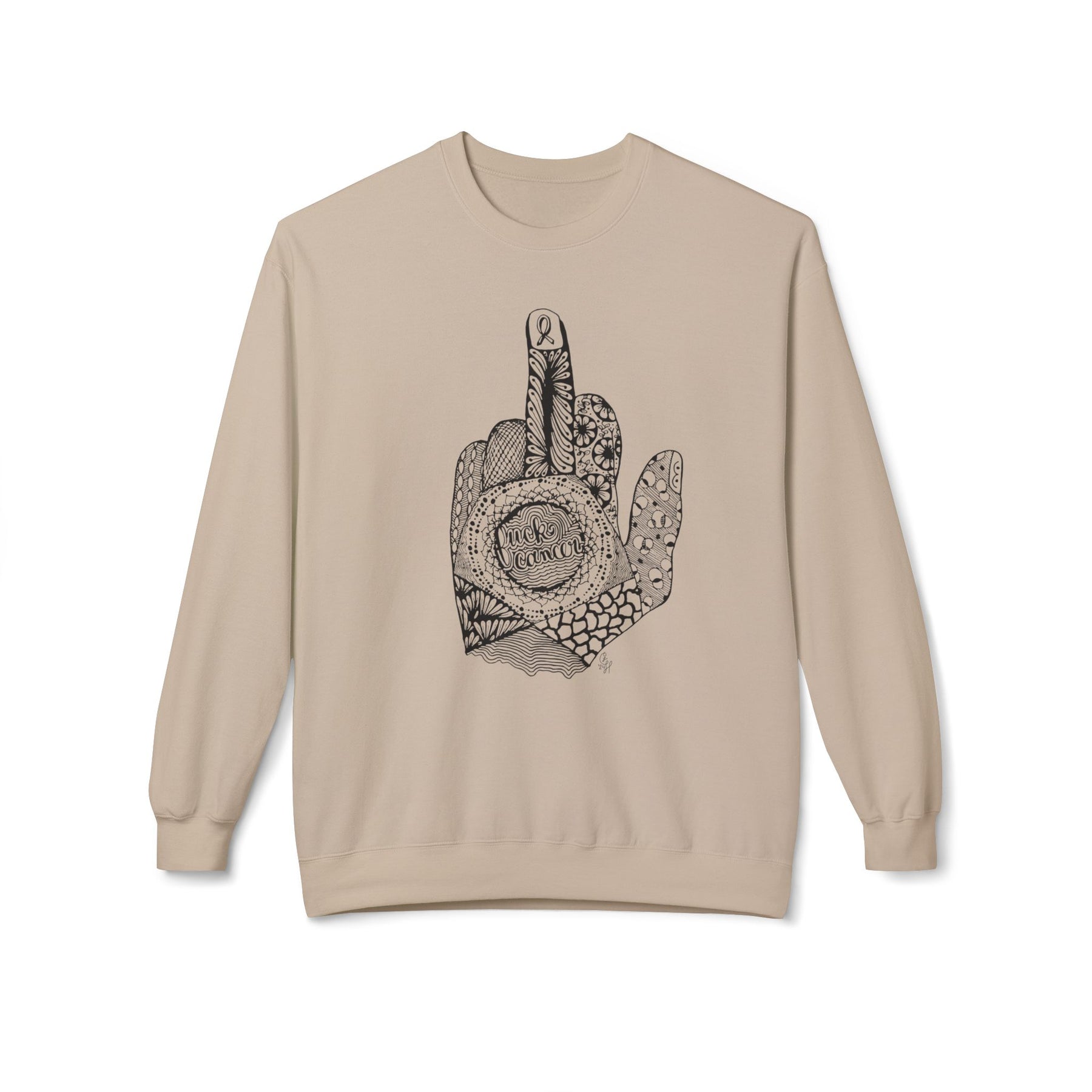 Middle Finger to Cancer - Unisex Midweight Softstyle Fleece Crewneck Sweatshirt