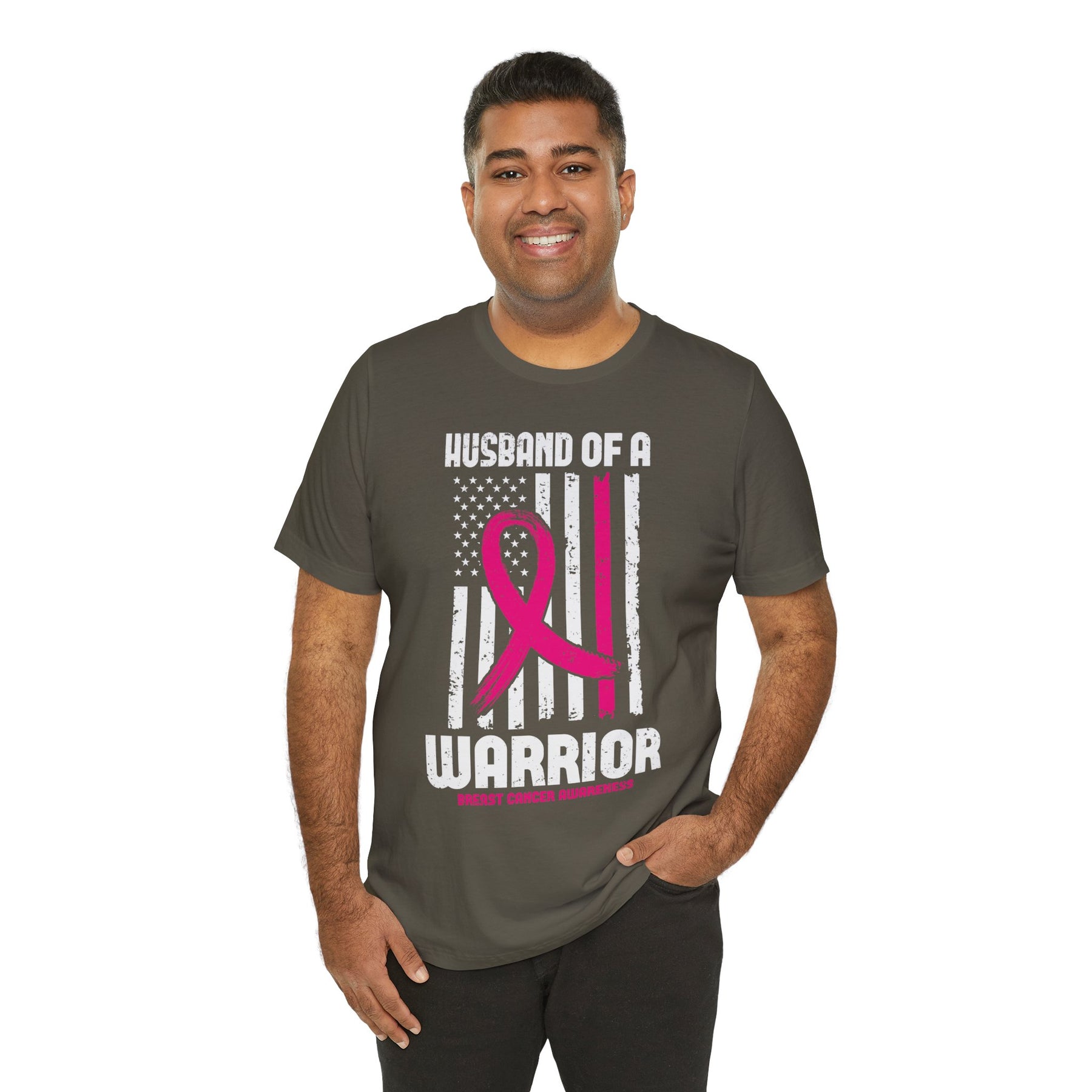 "Husband of a Warrior" Breast Cancer Awareness - Unisex Jersey Short Sleeve Tee