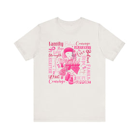 "Fight" Ribbon and Glove Breast Cancer Awareness - Unisex Jersey Short Sleeve Tee