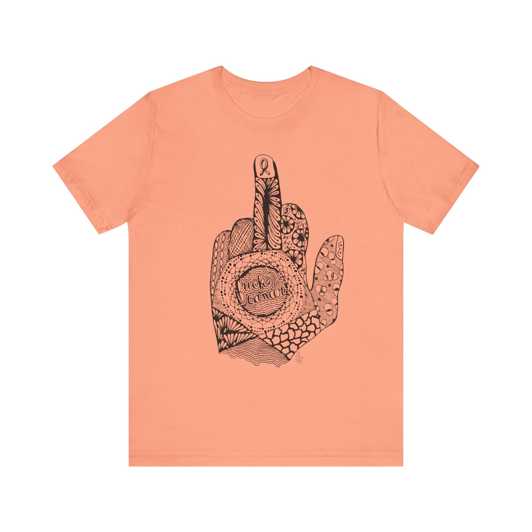 Middle Finger to Cancer - Pink Color Options - Unisex Jersey Short Sleeve Tee