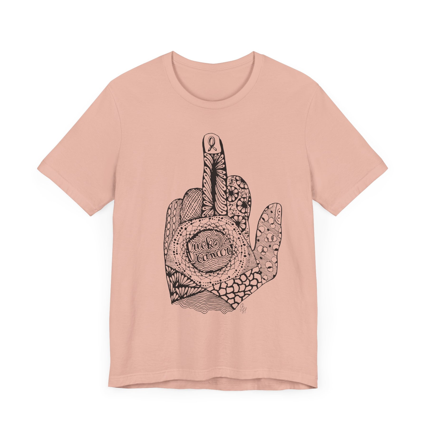 Middle Finger to Cancer - Pink Color Options - Unisex Jersey Short Sleeve Tee