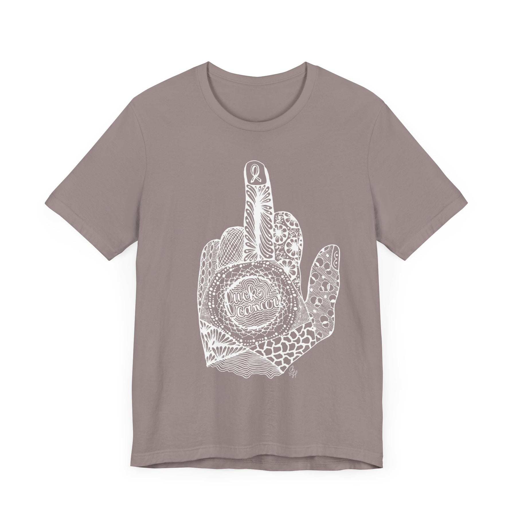 Middle Finger to Cancer - Neutral & Red Color Options - Unisex Jersey Short Sleeve Tee