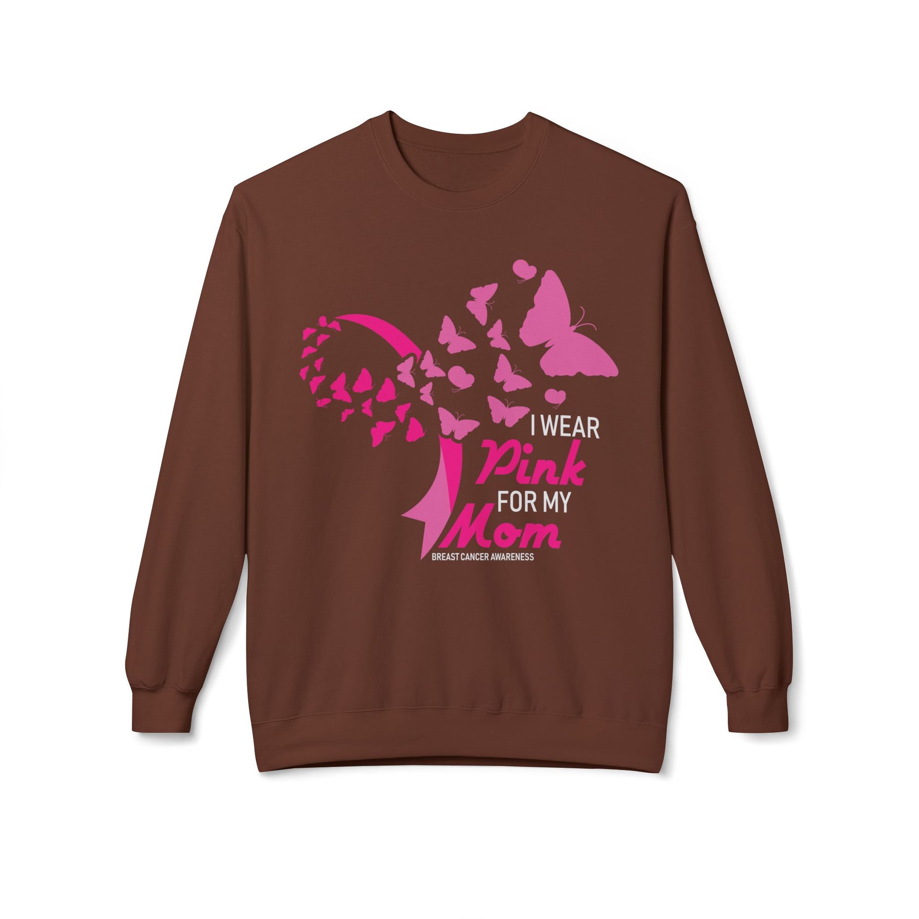 "I Wear Pink For My Mom Breast Cancer Awareness" - Unisex Midweight Softstyle Fleece Crewneck Sweatshirt