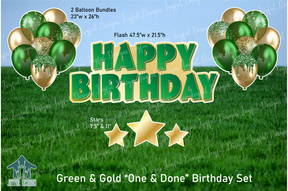 Green and Gold "One and Done" Birthday Set